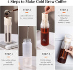 Cold Brew Coffee Maker 15oz, Iced Coffee Maker with Fine Mesh Filter,Cold Brew Travel Cup,Leakproof and Portable Lid (White)