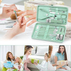 Teamkio 18pcs Manicure Set Pedicure Nail Clippers Set Travel Hygiene Kit Stainless Steel Professional Cutter Care Set Scissor Tweezers Knife Ear Pick Tools Grooming Kits with Leather Case