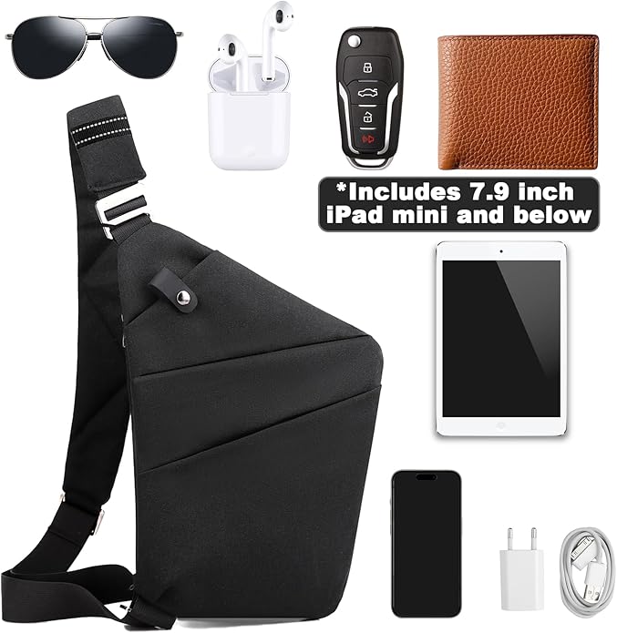 Anti Theft Travel Bag, One Shoulder Large Capacity Cross-body Bag Chest Fashion Lightweight Sling Bags for Travel Sports