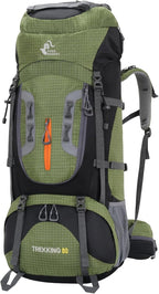 Bseash 80L Waterproof Hiking Camping Backpack with Rain Cover, Lightweight Outdoor Sport Travel Daypack for Climbing Touring (Army Green)