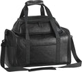 Premium Leather Top Expandable Pet Carrier for Small Dogs & Cats Under 15 lbs, Airline Approved Collapsible Soft-Sided Luxury Travel Bag Black