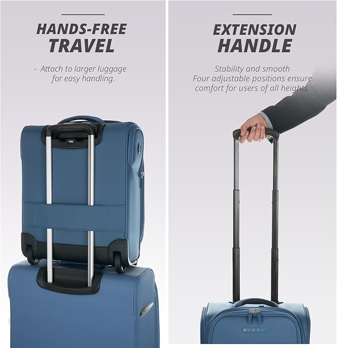 Verage Carry On Underseat Luggage with 2 Wheels & USB Port, 16 Inch Coast Blue Wheeled Spinner Bag Carry-on Luggages for Airlines, Lightweight Suitcase Men Women, Pilots and Crew