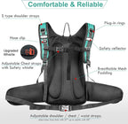 Insulated Hydration Backpack Pack with 3L BPA Free Leak Proof Water Bladder, Large Storage Lightweight Hiking Daypack with Waist Pouches & Cooler Layer, for Running, Biking, Camping, Festival