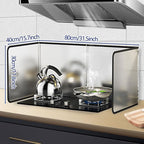 4 Sided Grease Splatter Guard Foldable Splatter Guard for Stove Stainless Steel Oil Splatter Screens Backsplash for Wall Gas Range Frying Pan Camping (11.8×31.5×15.7inches)