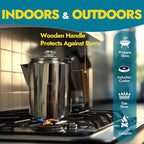 CANWAY Percolator Coffee Pot & Portable Camping Stove Set for Backpacking Hiking Stainless Steel Mini Wood Burning Stove 9 CUP Camping Stovetop Coffee Maker Outdoor Home with Carry Bag