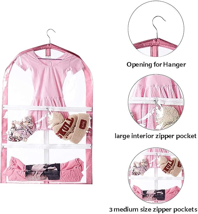 Waterproof Hanging Garment Bag,35 Inch Garment Bags For Hanging Clothes,Garment Bags For Travel Storage,Kids Garment Bag with Full Zipper for Dance Costumes,Sports,Skating,Theatre,Beauty Pageants