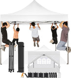 COBIZI 10x10 Pop up Canopy Tent with 4 Sidewalls, Waterproof Heavy Duty Commercial Canopy for Parties, Outdoor Tent, Garden Gazebo, Carry Bag with Wheel (10x10ft, White)