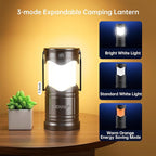 Lichamp 2-Pack Solar Camping Lantern, USB Rechargeable LED Lanterns Battery Powered Pop Up Flashlight Lamps with Three Modes Power for Power Outages Hurricane Supplies Emergency Indoor & Outdoor