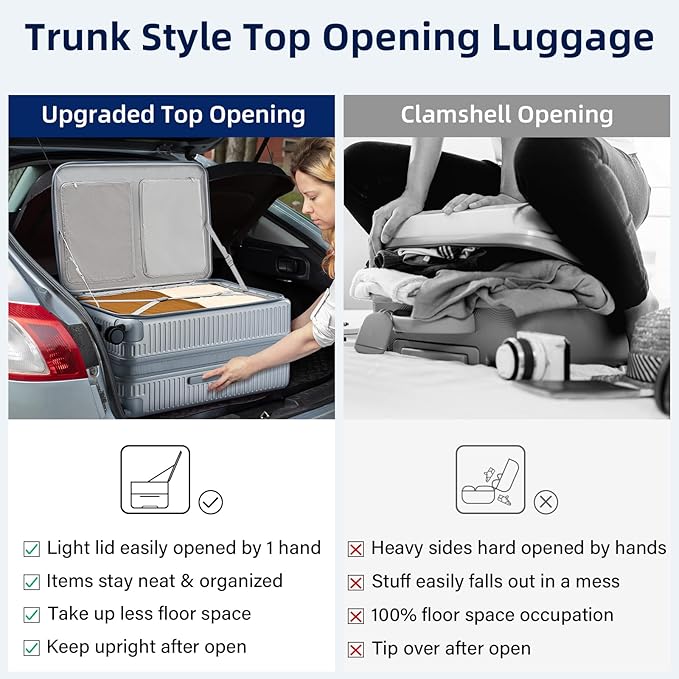 Hard Shell Suitcases 28 Inch Large Checked Luggage with Spinner Wheels Cup Holder, Expandable Check in Luggage Lightweight Top Opening Luggage Big Rolling Suitcase with Lock, Silver