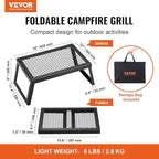 VEVOR Folding Campfire Grill, 18" Portable Camping Grates Over Fire Pit, Heavy Duty Steel Mesh Grate, Camp Fire Cooking Equipment with Legs Carrying Bag, Grilling Rack for Outdoor Open Flame Cooking