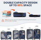 10 Set Compression Packing Cubes, Lightweight Travel Essentials, Stretchable Expandable Storage Bags, Compression Bags for Travel Accessories Luggage Storage Set (10 Pcs, Navy Blue)