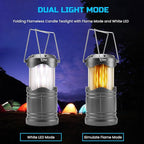 Lichamp 4 Pack LED Camping Lanterns, Collapsible Flameless Candles Tea Lights, Portable Battery Powered Camping Lights Emergency Supplies Kit, Dark Gray