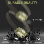 EverBrite Rechargeable Headlamp, LED Bright Motion Sensor Head Lamp Flashlight with 6 Modes, Adjustable Headlight for Adults with White Red Light, Water Resistant, Green, for Hiking, Running, Camping