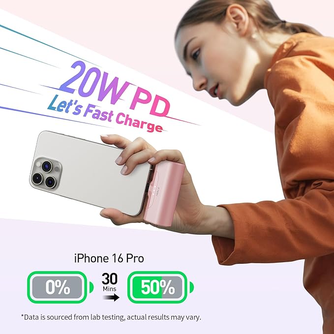 iWALK 4500mAh Portable Charger & 10000mAh Power Bank with Built-in Plug & Cable, Compatible with iPhone 15/16/16 Plus/16 Pro/16 Pro Max, Samsung Galaxy S25/S24/S23 Android