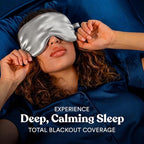ASUTRA Silk Eye Pillow for Sleep, Silver - Filled w/Lavender Buds & Flax Seeds, Weighted Eye Mask, Meditation & Light Blocking Blindfold, Cooling Gel Mask Included