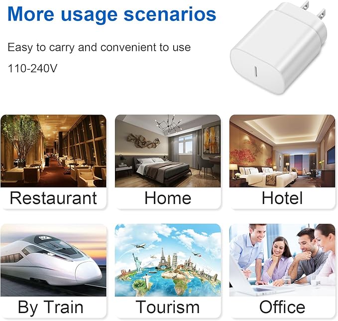 Type C Charger Fast Charging for iPhone 17 16 15,10FT USB C Samsung Chargers Block 25W Super Fast Chargers for Samsung Galaxy S25/S24 S23/iPhone Air/17/17 Pro Max/iPhone 16/16 Pro Max/15 Pro(White)