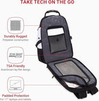 SwissGear 1900 ScanSmart 17” Laptop Backpack White/Black – Reflective Tech Backpack with ScanSmart Compartment – Multiple Organizer Pockets & RFID Scan Blocking Technology