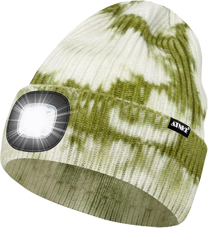 ATNKE LED Lighted Beanie Hat,USB Rechargeable 4 LED Running Headlamp Bright Cap with The Light Gifts for Men and Women