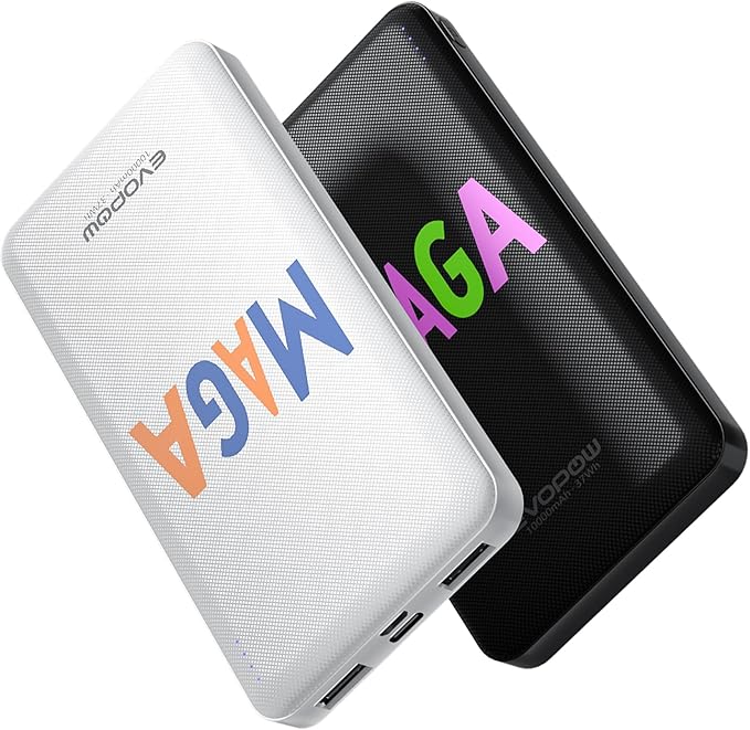 2-Pack 10000mAh Portable Charger Power Bank, Ultra Slim Battery Pack, 15W USB-C Fast Charging, Power Bank for iPhone 15/14/13/12, Galaxy S24/23/22/21, Pixel and etc (Word Model)