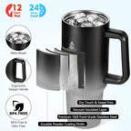 40 oz Tumbler with Handle and Straw or Convert to 40 oz Insulated Water Bottle Fits in Cup Holder. Stainless Steel Metal Water Flask with 2 Lids for Travel,Camping,Gym Sports Coffee Mug Thermal Cup