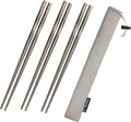 Titanium Chopsticks, Lightweight Cutlery for 3 Pairs, Camp Utensils with Storage Bag, Reusable Chopsticks for Camping Hiking Backpacking Home