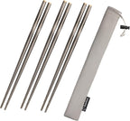 Titanium Chopsticks, Lightweight Cutlery for 3 Pairs, Camp Utensils with Storage Bag, Reusable Chopsticks for Camping Hiking Backpacking Home