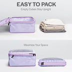 Compression Packing Cubes for Travel - Luggage Organizer Bags - Double Zipper Packing Cubes for Suitcases (6-Pack, Purple)