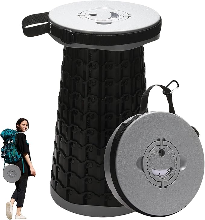 18-inch Heavy Duty Collapsible Stool - 800 lbs Capacity, 2.6 lbs Lightweight Portable Folding Stool for Camping, Travel, Music Festivals and Other Outdoor Events