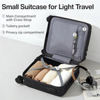 Hanke 14 Inch Underseat Carry On Luggage with Wheels Hard Shell Suitcases Carry On Bag Lightweight Small Mini Suitcase Tsa Luggage for Travel.（Jet Black）