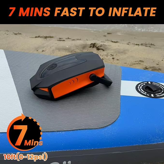 50PSI Paddle Board Pump Electric Portable, High Pressure Sup Pump - Dual Stage Inflation, Auto Shut Off and Deflate for Stand Up Paddle Board/Car/Kayak/Bicycle