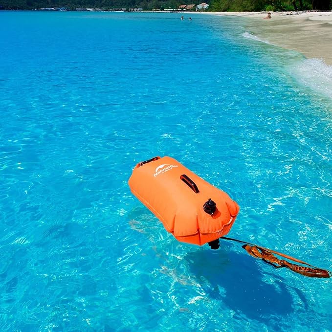 Naturehike 18L High Visible Safety Swim Buoy - Ultralight Bubble Tow Float and Dry Bag for Open Water Swimming Kayaking Snorkeling Diving Trailing with Adjustable Waist Belt