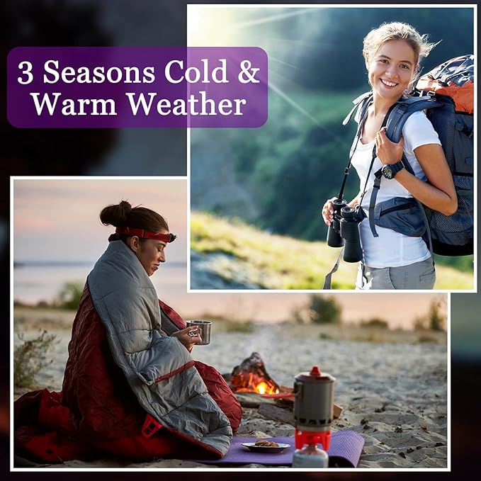 Macarrie 6 Pack Camping Sleeping Bags Bulk for Adults, 4 Season Cold Weather Sleeping Bag with Compression Sack Lightweight Waterproof Essential Gear for Backpacking Hiking Travel