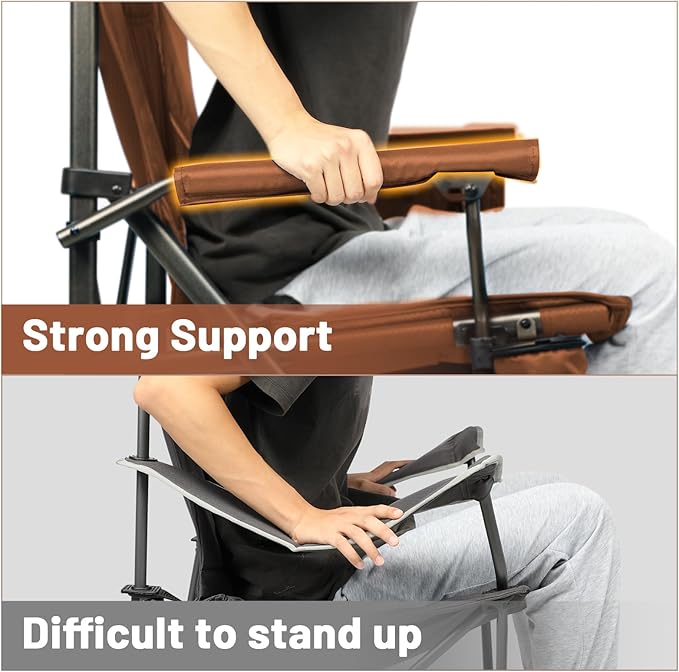 TIMBER RIDGE Oversized Folding Camping Chair High Back Heavy Duty for Adults Support up to 500lbs with Cup Holder, Side Pocket Cooler Bag