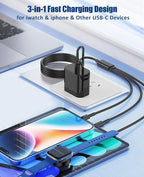 for Apple Watch Charger Fast Charging,3 in 1 Multi Chargers Cable with 20W USB C Charger, iWatch Charger Cord 6FT for iWatch Series Ultra2/SE/10/9/8/7/6/5/4/3/iPhone 15 16 Pro Max/14/13/12/11(Black)