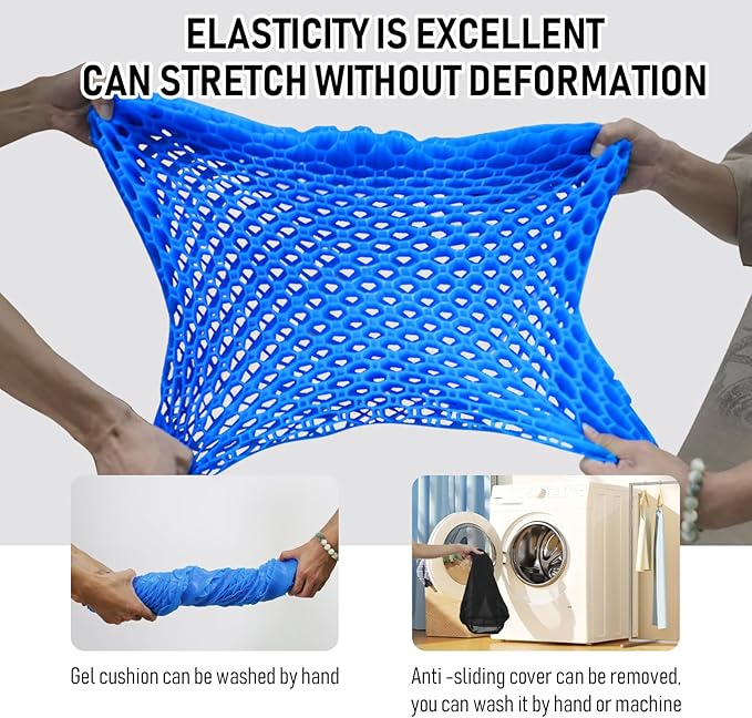 NEW-Vi Anti-Slip Kayak Seat Cushion - Double Thicken Gel Boat Cushion, Waterproof Kayak Gel Seat Cushion, Coccyx Sciatica Pain Relief, Kayak Accessories for Fishing, Kayak Fishing Accessories