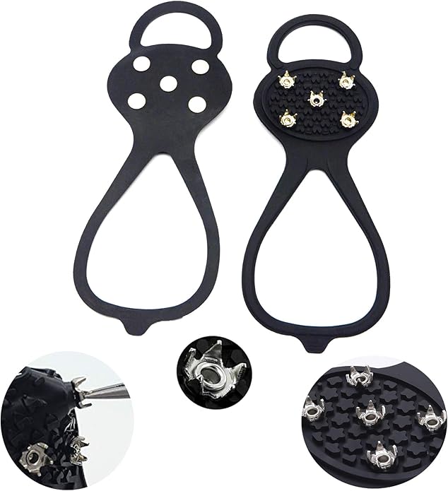 Universal Non Slip Gripper Spikes for Shoes, Ice Traction Cleat Grips with Steel Studs Crampon for Ice Sports