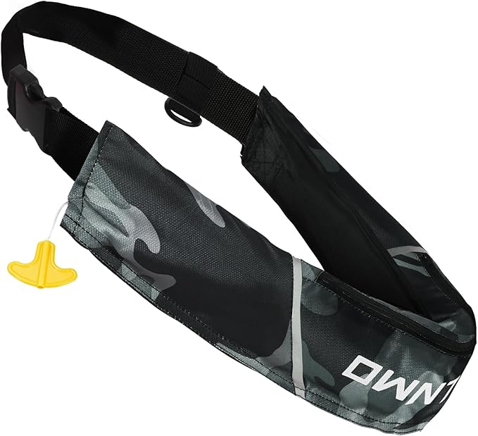 Owntop Manual Inflatable Belt Pack, Adults Swim Jacket with Blowpipe & Whistle, 24g CO2 Cylinder Included, Low Profile for Kayaking, Fishing, Paddle Sports