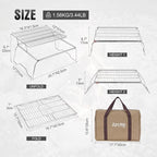 ZORMY 17" Large Folding Campfire Grill, 304 Stainless Steel Firepit Grill Grate, Heavy Duty Portable Camping Grill with Carrying Bag, Gas BBQ Grill Grate for Backpacking, Hiking, Picnics (Double)