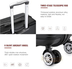 Kono 20'' Carry on Luggage Lightweight with Spinner Wheel TSA Lock Hardside Luggage Durable Small Carry on Suitcase Black