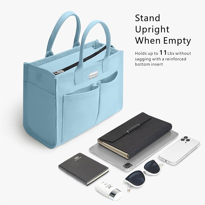 TOPDesign Heavy-Duty Canvas Tote Bag for Women, Adjustable Crossbody/Shoulder Handbag with 9 Pockets, Everything Tote