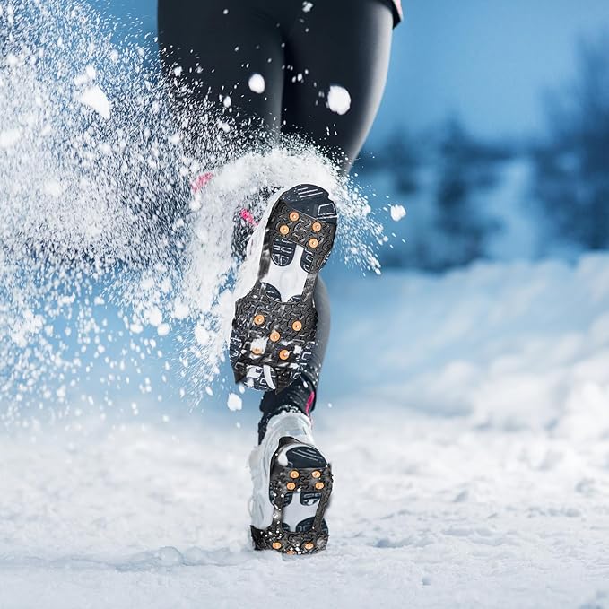 Ice Snow Grips for Boots Shoes, Anti-Slip Rubber Traction Cleats for Walking on Snow and Ice, Easy to use for Hiking, Walking, Climbing, Jogging(S/M/L Size)