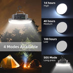 12000mAh 4000LM Camping Lights 3 Lighting Modes Bright Rechargeable LED Lamp 40W Hanging Tent Lights IPX5 Waterproof,Magnet,Power Failure Emergency Survival Kits & Christmas Day Gift