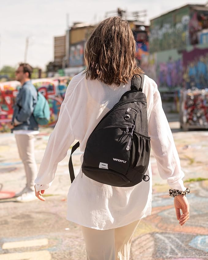 WATERFLY Sling Bag Crossbody Backpack: Over Shoulder Daypack Casual Cross Chest Side Pack
