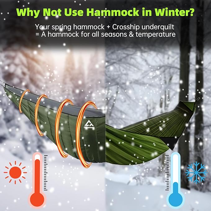 Hammock Underquilt for Camping Hammock, Full Length Camping Quilt for Lightweight Soft Warm 3-4 Seasons 41-68°F, Great for Hiking Backpacking Traveling Beach (Hold Up to 500lbs)