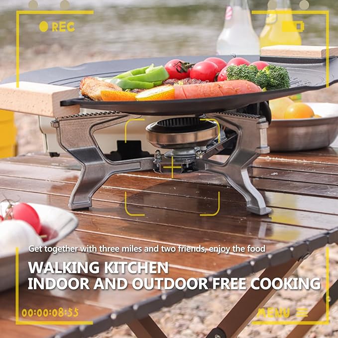 2600W Cassette Stove, Multi-Stage Adjustable Fire, Portable Gas Tank Butane Gas Stove with Storage Package, Easy to Carry for Camping, Picnic and Outdoor Travel (Milk White)