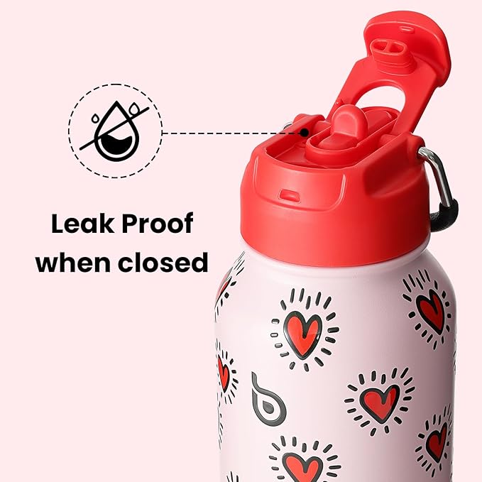 BOTTLE BOTTLE 32oz Insulated Water Bottle Stainless Steel Sport Water Bottle with Straw Dual-use Lid Design for Gym with Pill Box