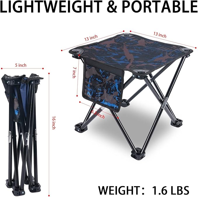 VOLIXOD 2 Pack Folding Portable Camping Stool for Adults, Lightweight Collapsible Stool for Outdoor Footrest Fishing Hiking Gardening and Beach with Carry Bag(400 LBS Capacity)