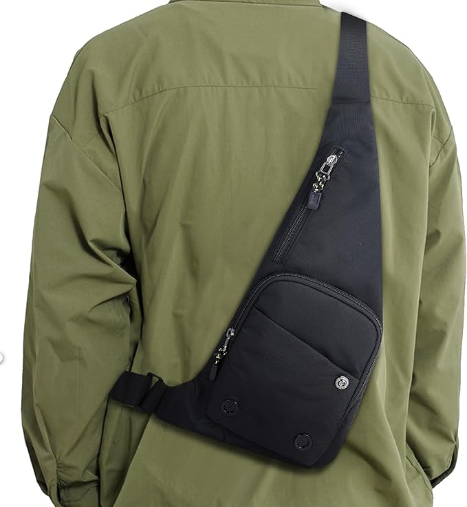 Peicees Sling Bag for Men Women Shoulder Bag Backpack Strap Pockets Chest Bag for Running Hiking Camping Exercise Outdoor