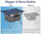 Lightweight Portable Camping Table with 2 Cup Holders - Collapsible Compact Canvas Beach Table/Side Table for Lawn Fishing & Outdoor, Large Capacity Storage, 29.2" W x 21.7" D (Blue)