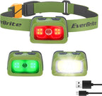 EverBrite Rechargeable Headlamp, 350 Lumens Headlamp with Red Light and Memory Function, 7 Modes Running Headlamp, Bright Headlamps for Camping, Fishing, Hunting, Night Vision